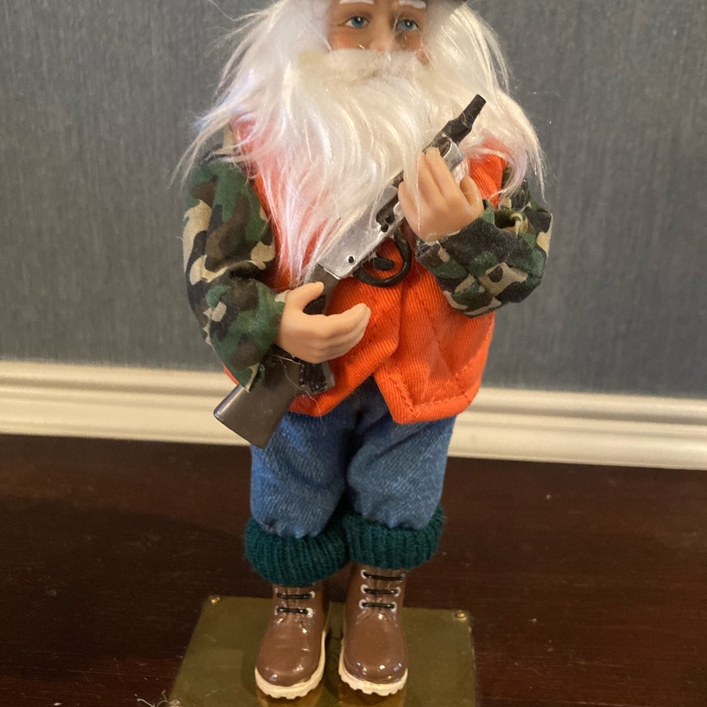 Camouflage Santa Figurine with Rifle